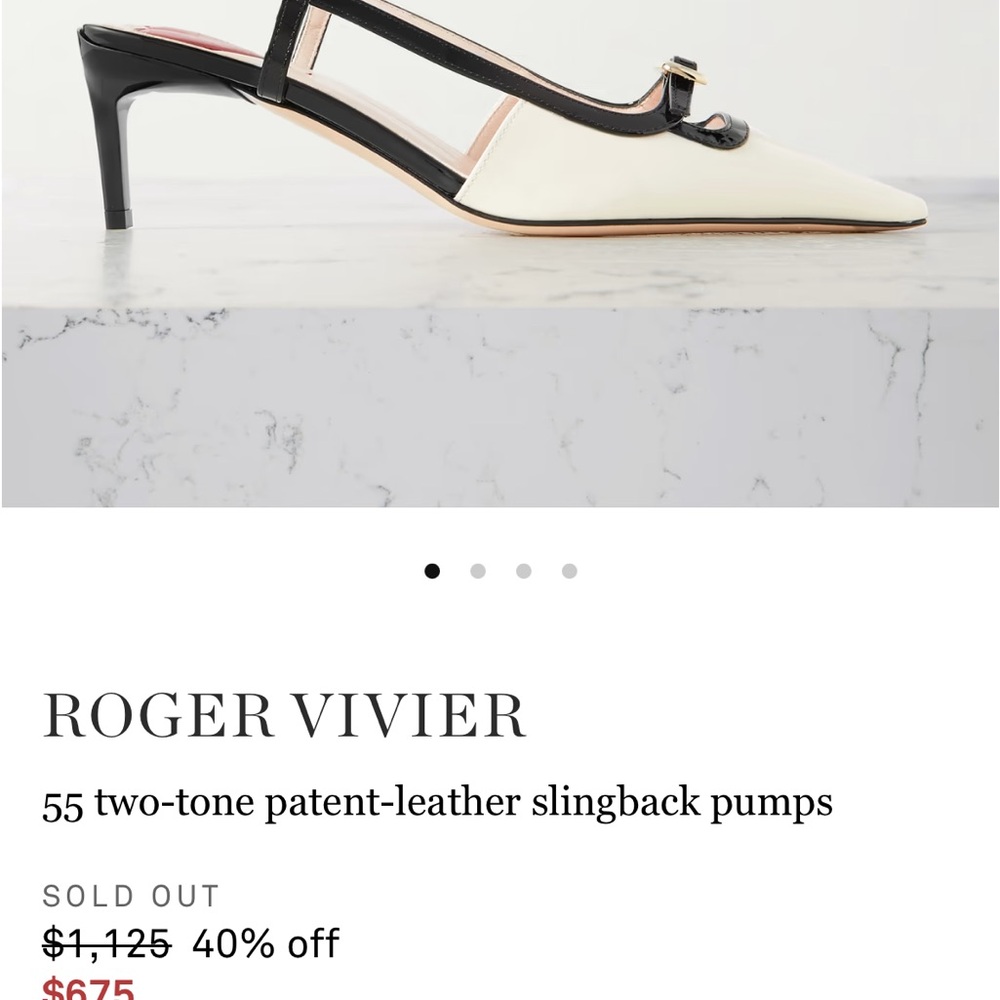 Roger Vivier Black and White Patent leather Slingback Heels size 41